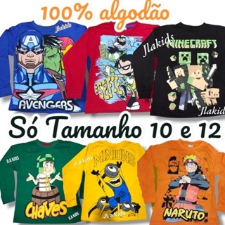 manga longa infantil 100% algodão (AQUI SÓ TAM. 10 e 12 ) em Oferta na Shopee
