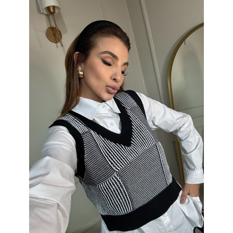 Blusa Regata Colete Tricot Sueter Curto Moda Feminino