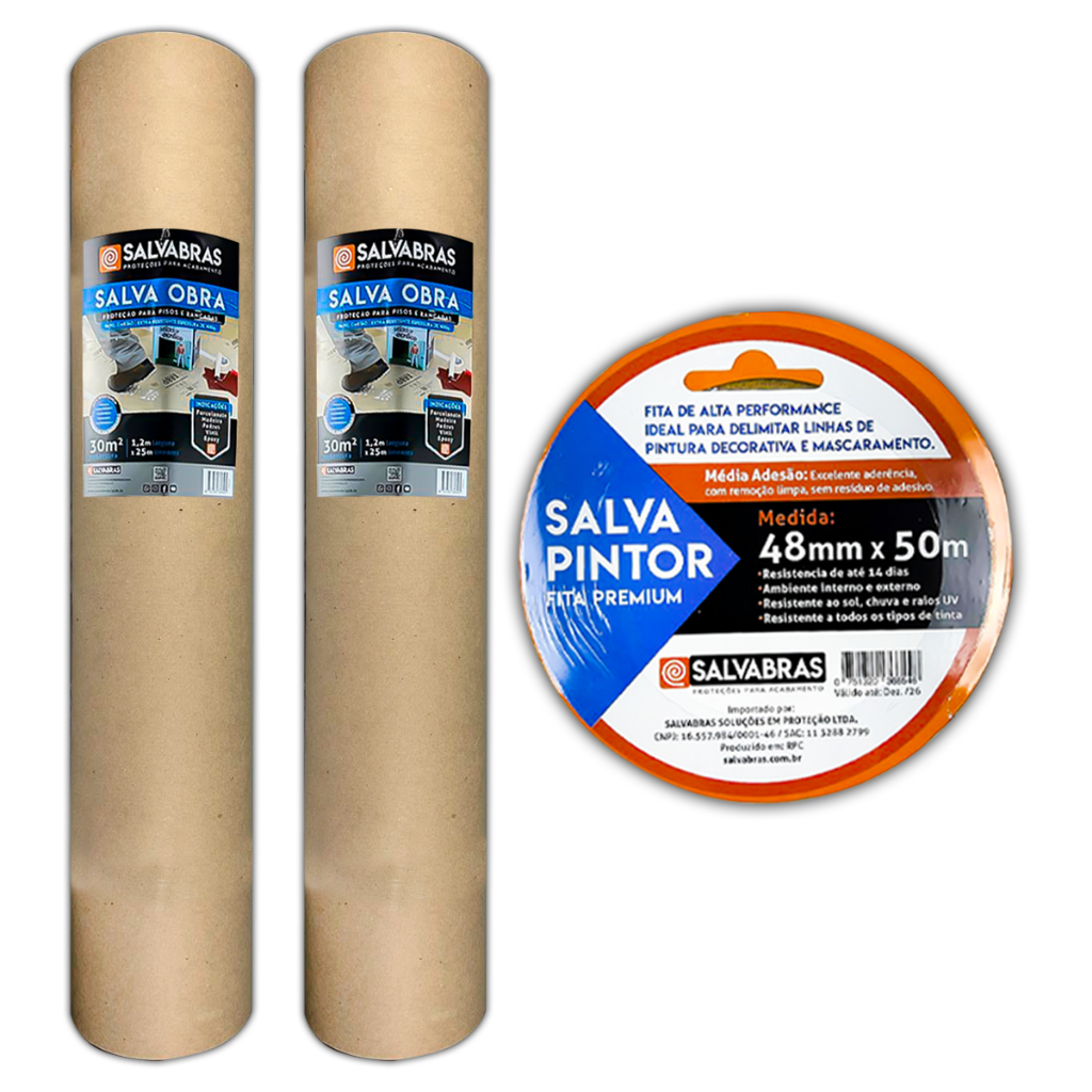 Salva Obra Extra Resistente Salvabras 1,2Mx25M Papel Cartão Maciço Proteção P/ Construção e Reforma