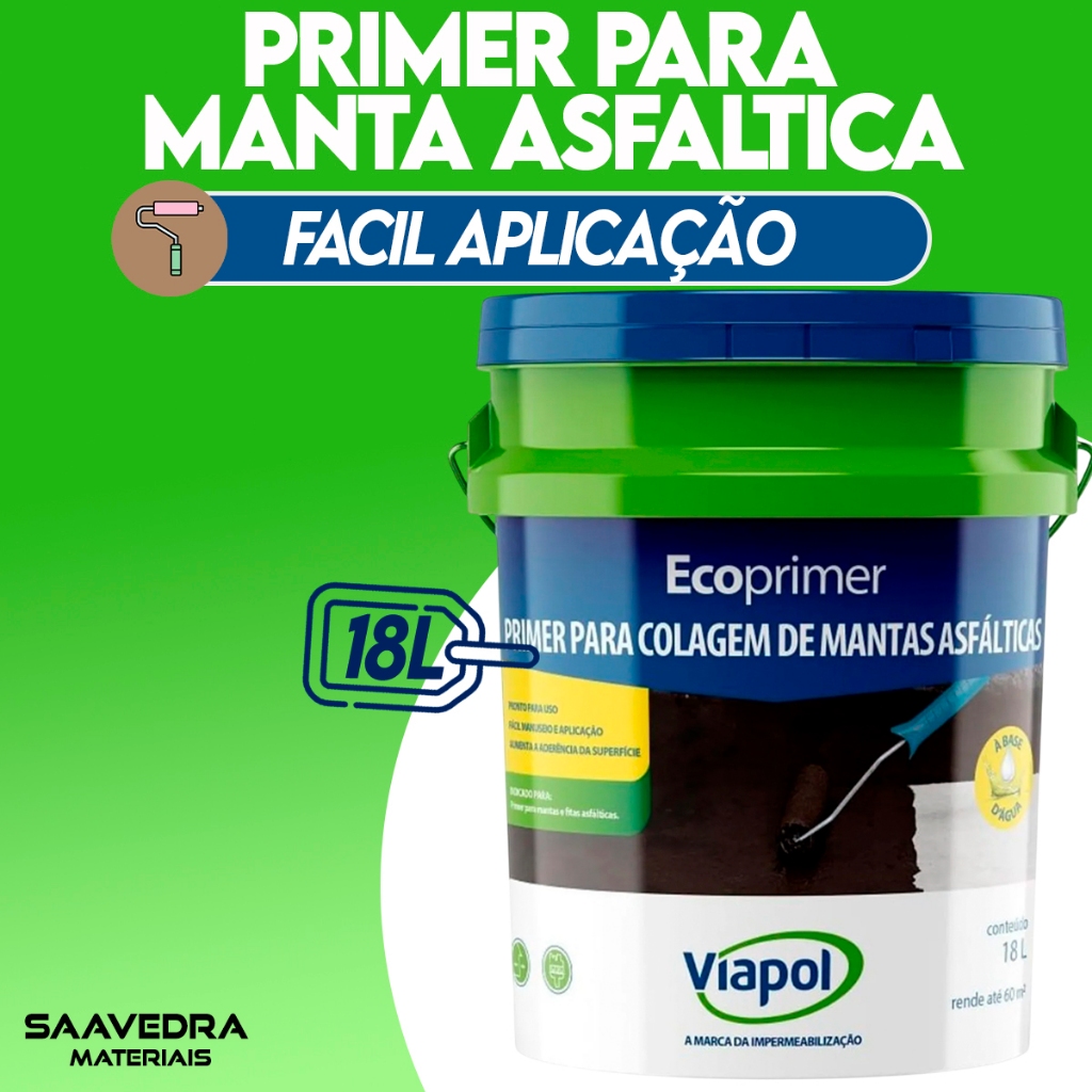 Ecoprimer Primer Para Manta Asfáltica Marrom 18 Litros - Viapol