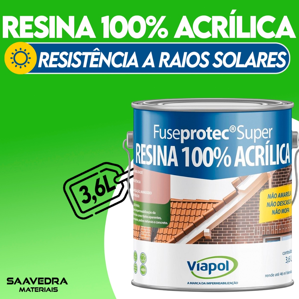 Resina Acrílica 100% Fuseprotec Não Impregna Sujeira 3,6l | Brilhante, Fosco e a