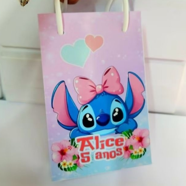 Pegue e Monte - Sacolinha Surpresa Personalizada Stitch Lembrancinha festa Stitch
