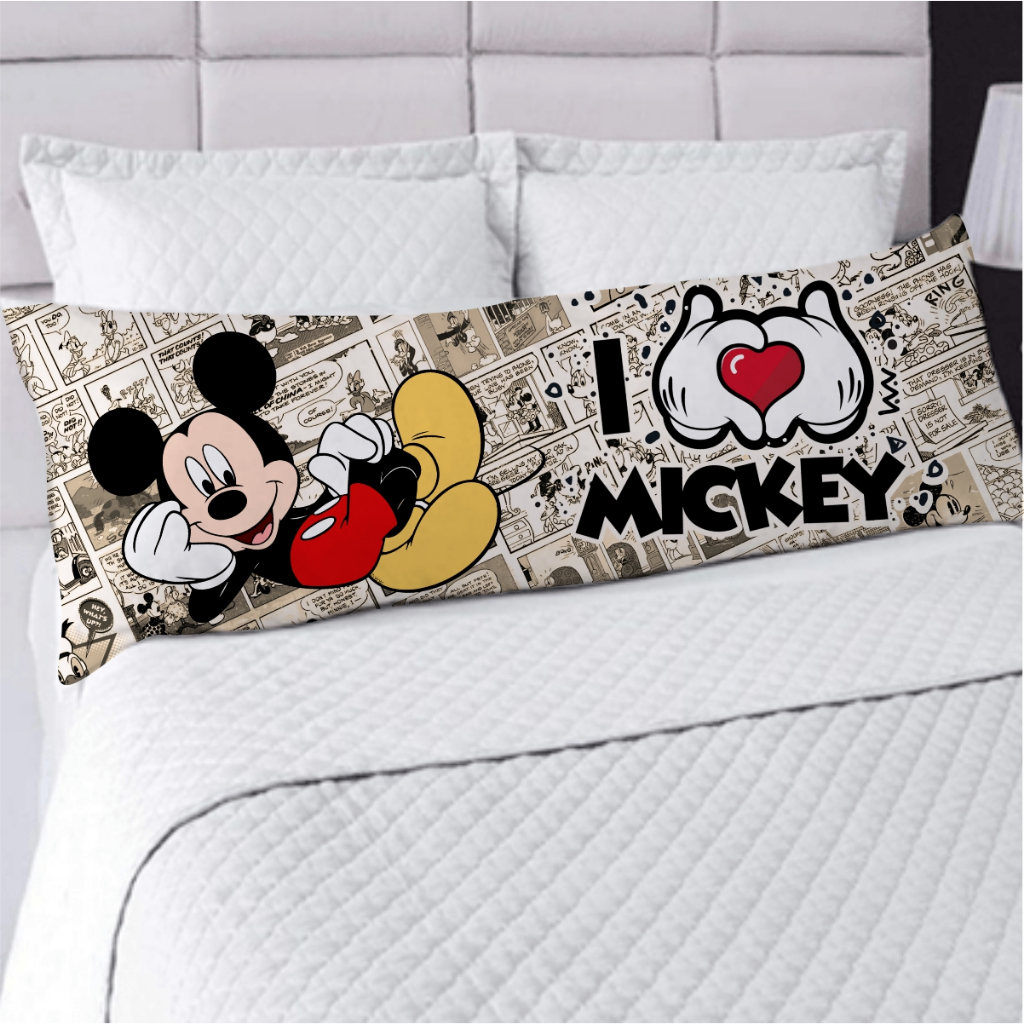 Travesseiro de Corpo Xuxão 125cm x 45cm - Grande Estampa Mickey e Minnie Mouse Super Fofo em Oferta na Shopee