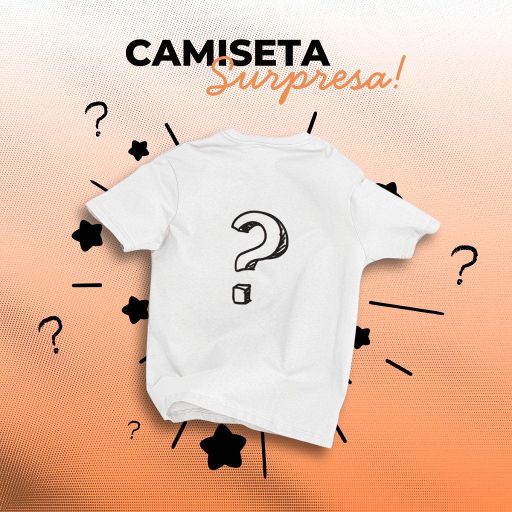 Camiseta Surpresa Estampada Em Algodão Estampa Aleatória Camisa Unissex De Qualidade Tendencia Streetwear Top Presente