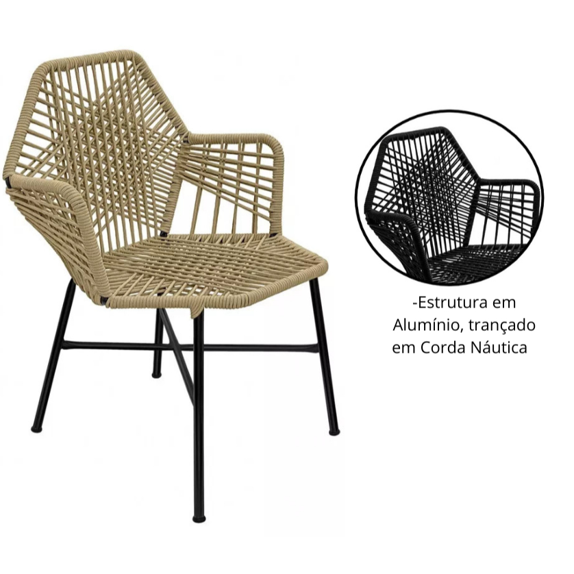 CADEIRA POLTRONA TROPICALIA GOURMET CORDA NÁUTICA ALUMÍNIO