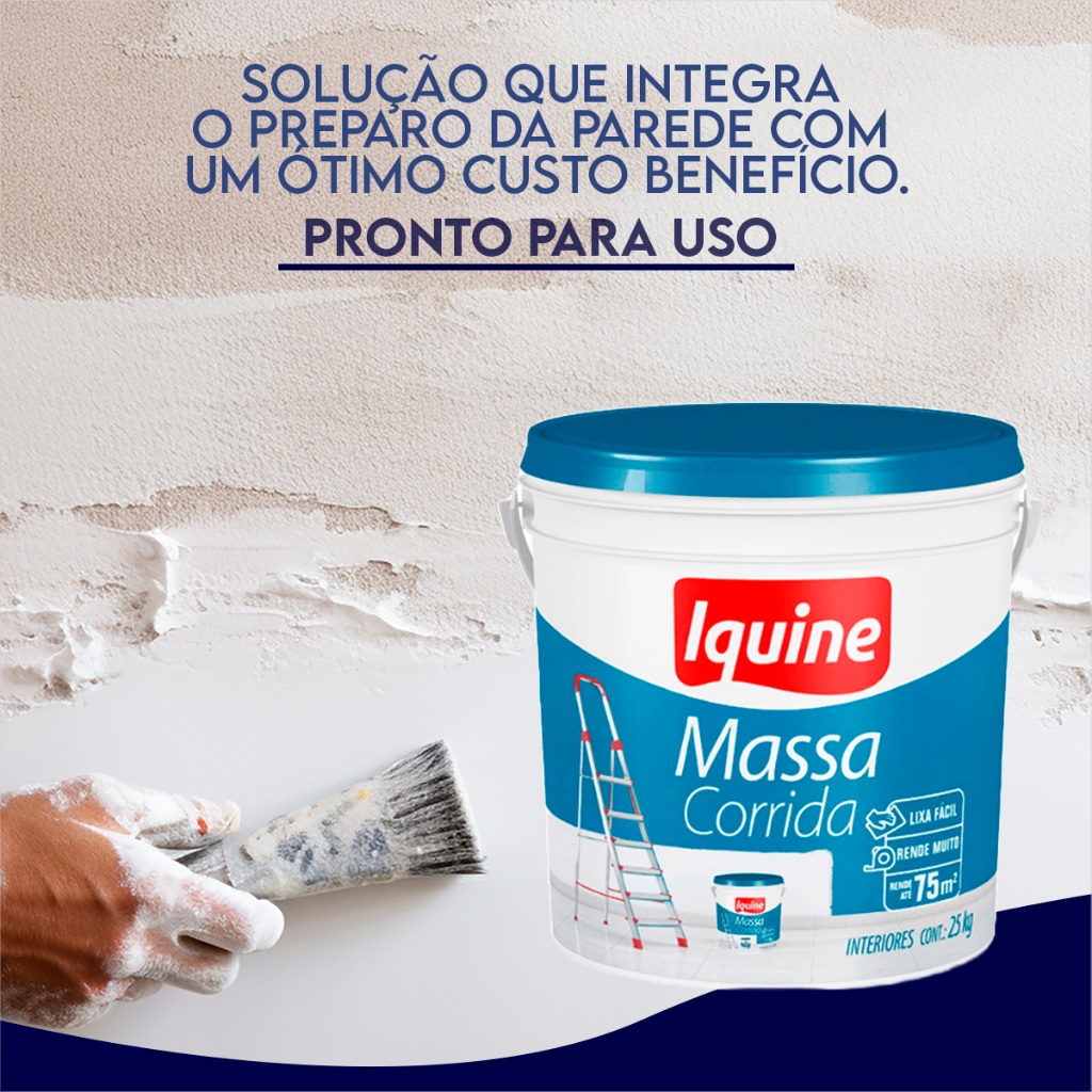 Massa Corrida Premium PVA Iquine Acabamento Nivelador Fácil Aplicação 5kg e 25kg · foto 2
