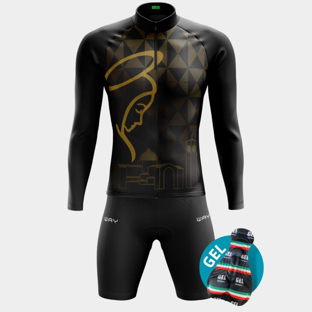 Conjunto Ciclismo Masculino Camiseta Manga Longa Inverno Bermuda Forro Gel Acolc