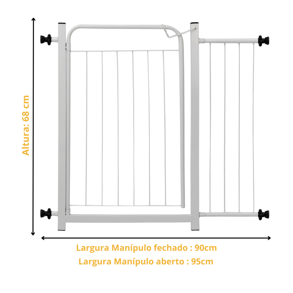 Grade Portão Proteção Pet Cachorro 90cm A 95cm Criança Cães Cor Preto e Branco