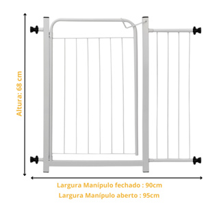 Grade Portão Proteção Pet Cachorro 90cm A 95cm Criança Cães Cor Preto e Branco em Oferta na Shopee