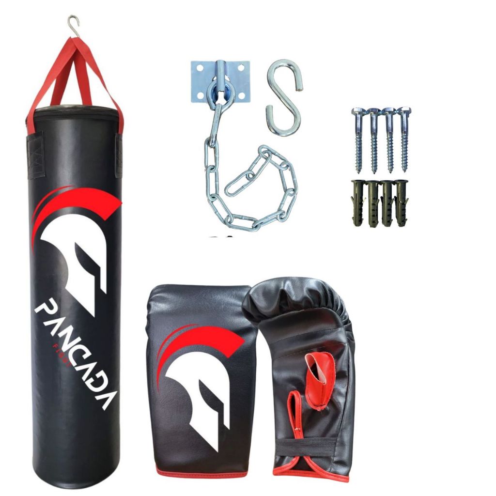 Saco De Pancada 120 cm + Suporte + Luva Bate Saco Boxe Muay Thai  - Pancada Fight