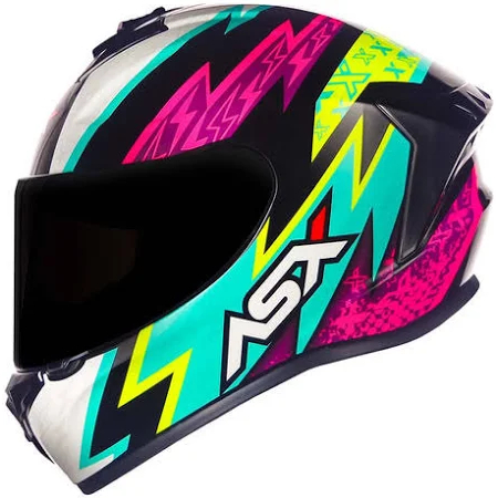 Capacete ASX Draken Thunder Viseira Solar Interna Preto Rosa Tiffany Acabamento Brilhante Esportivo