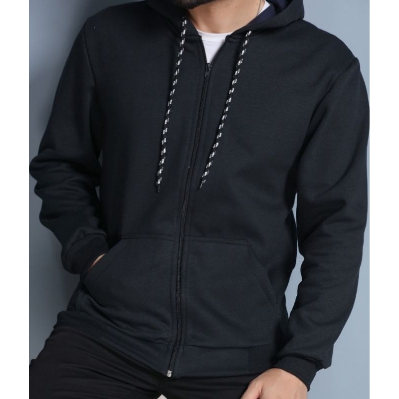Blusa Masculina De Frio Com Zíper Em Moletom FLANELADO Com Capuz