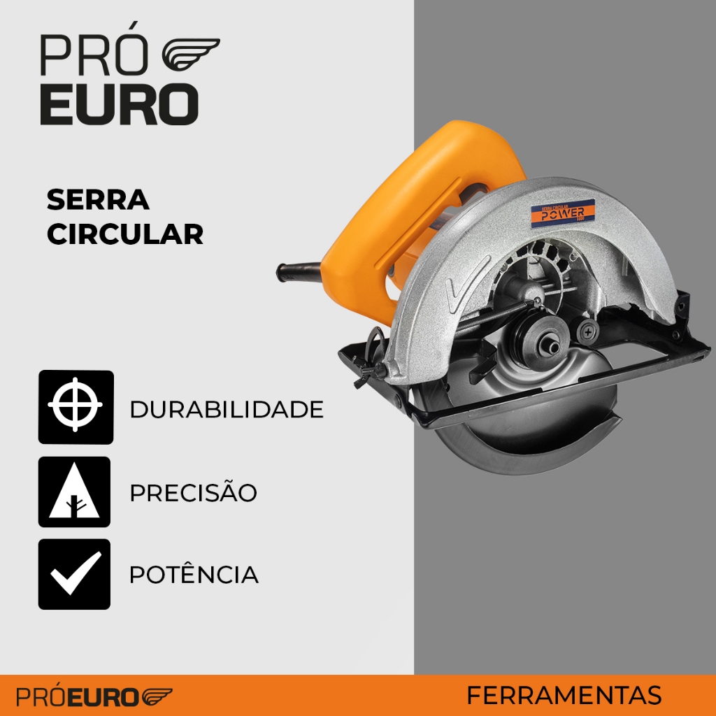 Serra Circular Elétrica Profissional 1000W 7.1/4” 185mm Pró Euro 4500 RPM 127V ou 220V em Oferta na Shopee