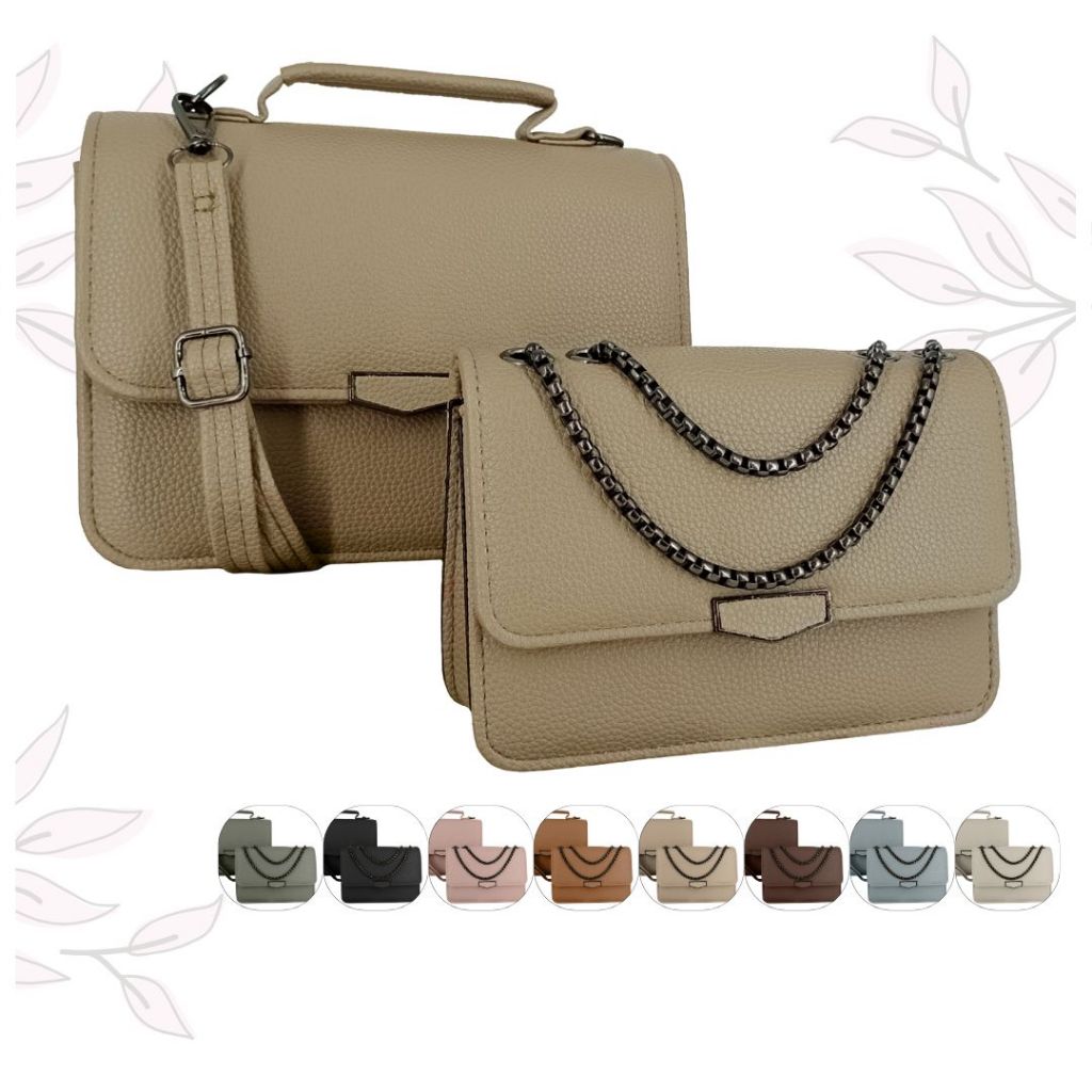 Bolsa Feminina Conjunto Kit com 2 Peças Transversal Alça Corrente Tiracolo Moda Chique Fashion