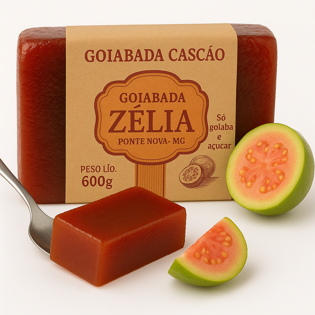 Doce Goiabada cascão em Barra 600g - Zelia