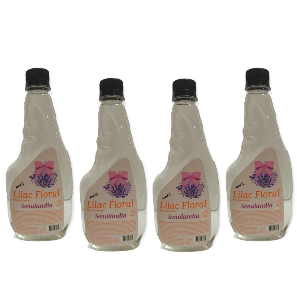 Kit 4 Água para Tecido Refil 500ml Lilac Floral Facilitador Passar Perfume Senalândia - Envio Já