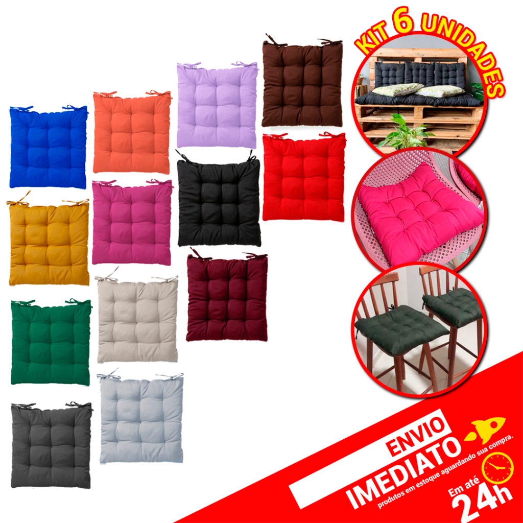 Kit 6 Assentos Futon Futton Cadeira Banco Pallet Decoração Oxford Liso 40x40cm - Várias Cores