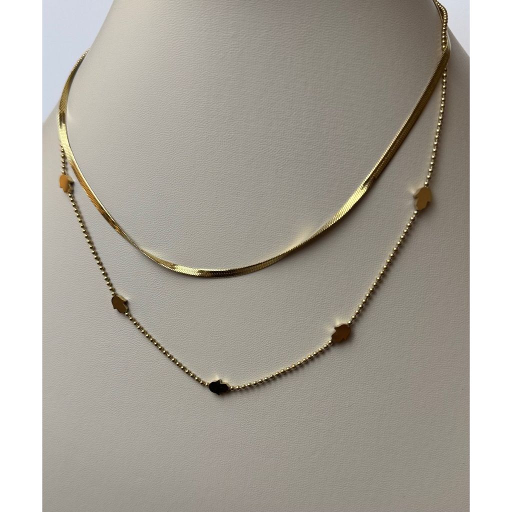 Conjunto Feminino Colar Duplo Dourado – Moderno e Minimalista