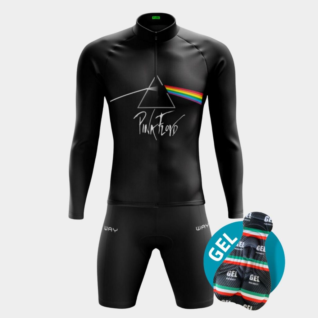 Conjunto Ciclismo Masculino Camiseta Manga Longa Inverno Bermuda Acolchoado Gel Bike Pedalar