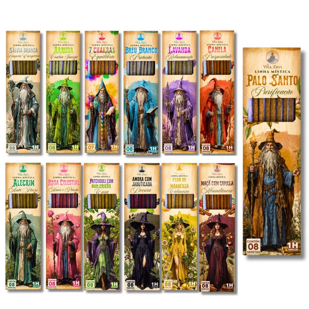 Incenso Natural Artesanal Vila Zen – Linha Mistica 8 Varetas Natural Sem Carvao em Oferta na Shopee