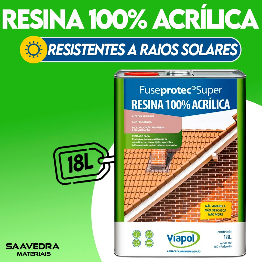 Resina Acrílica Fuseprotec | Brilhante, fosca, semibrilho | - 18l - Viapol