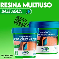 Resina Acrílica Base Agua Incolor Premium Fuseprotec 900ml e 3,6l Viapol