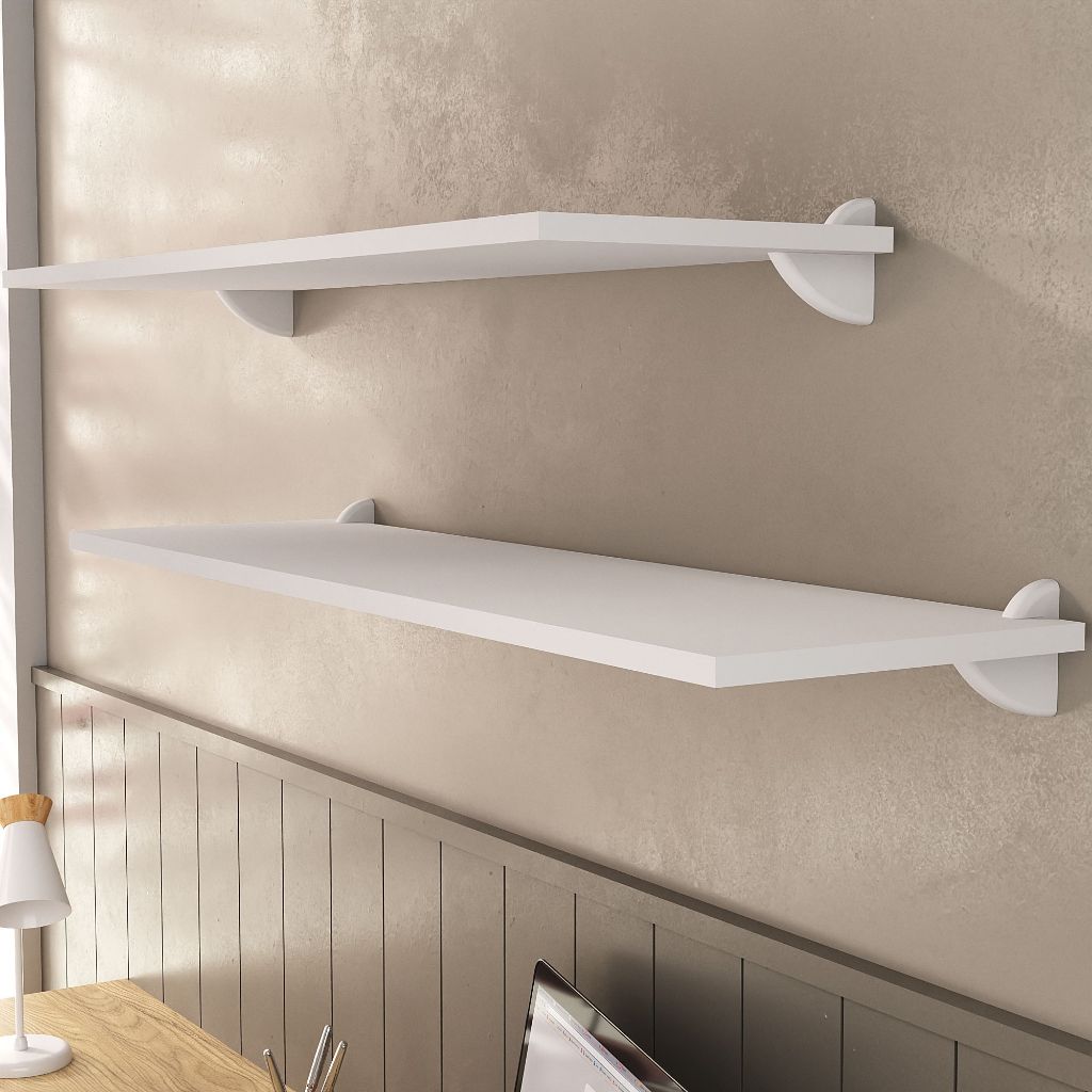 Kit 02 Prateleiras 25x60 Branca Com Suporte Tucano - Organização Decoração em Oferta na Shopee