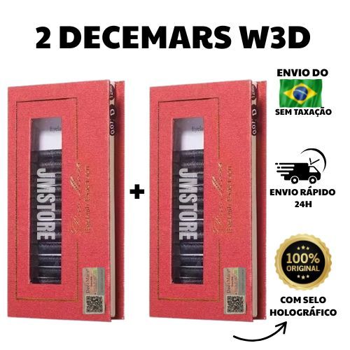 Kit 2 Cílios Decemars 3D W Volume Egípcio | Original C Selo| Extensão De Cilios | Fio a Fio | Adesivo