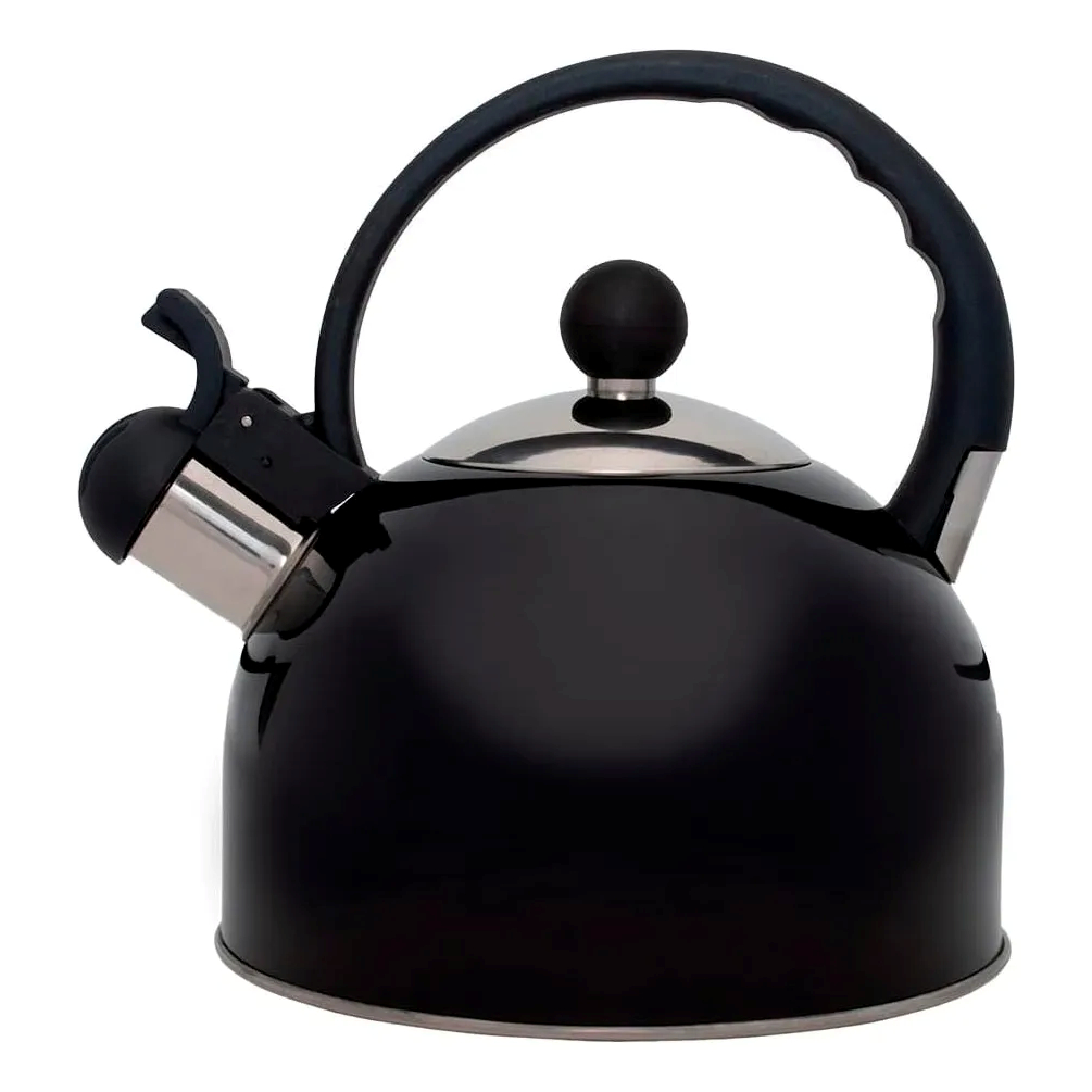 Chaleira Em Inox Com Apito e Tampa Flip-Up Mimo Style Preto 2 litros