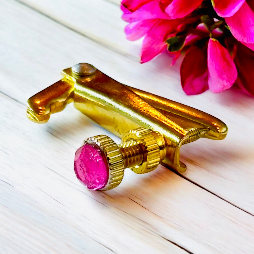 Micro Afinador Fixo Violino 4/4 Gold Pedra Red Rosa Premium