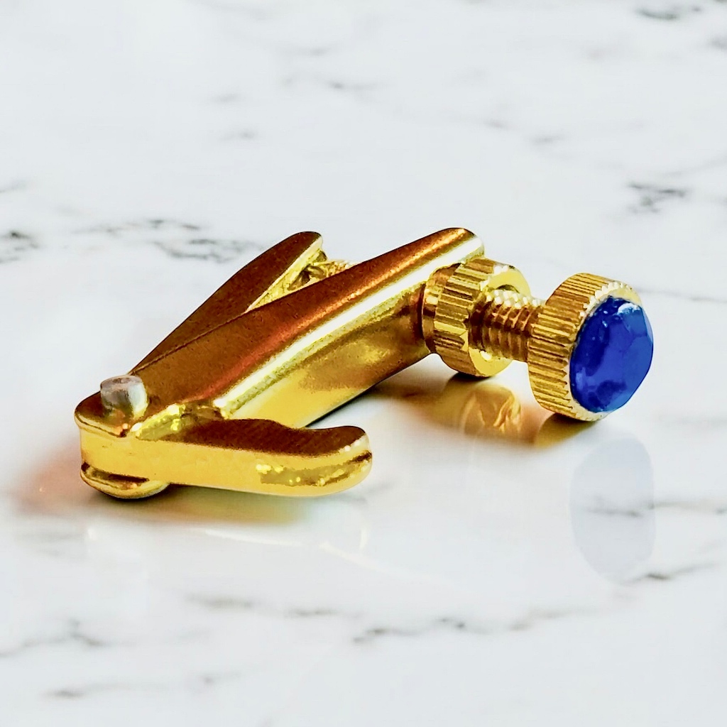Micro Afinador Fixo Violino 4/4 Gold Pedra Azul Blue Premium