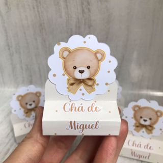 Porta Bis Duplo personalizado Chá Revelação Ursinho/ Chá de bebê/Lembrancinhas para festa Infantil/ marrom em Oferta na Shopee