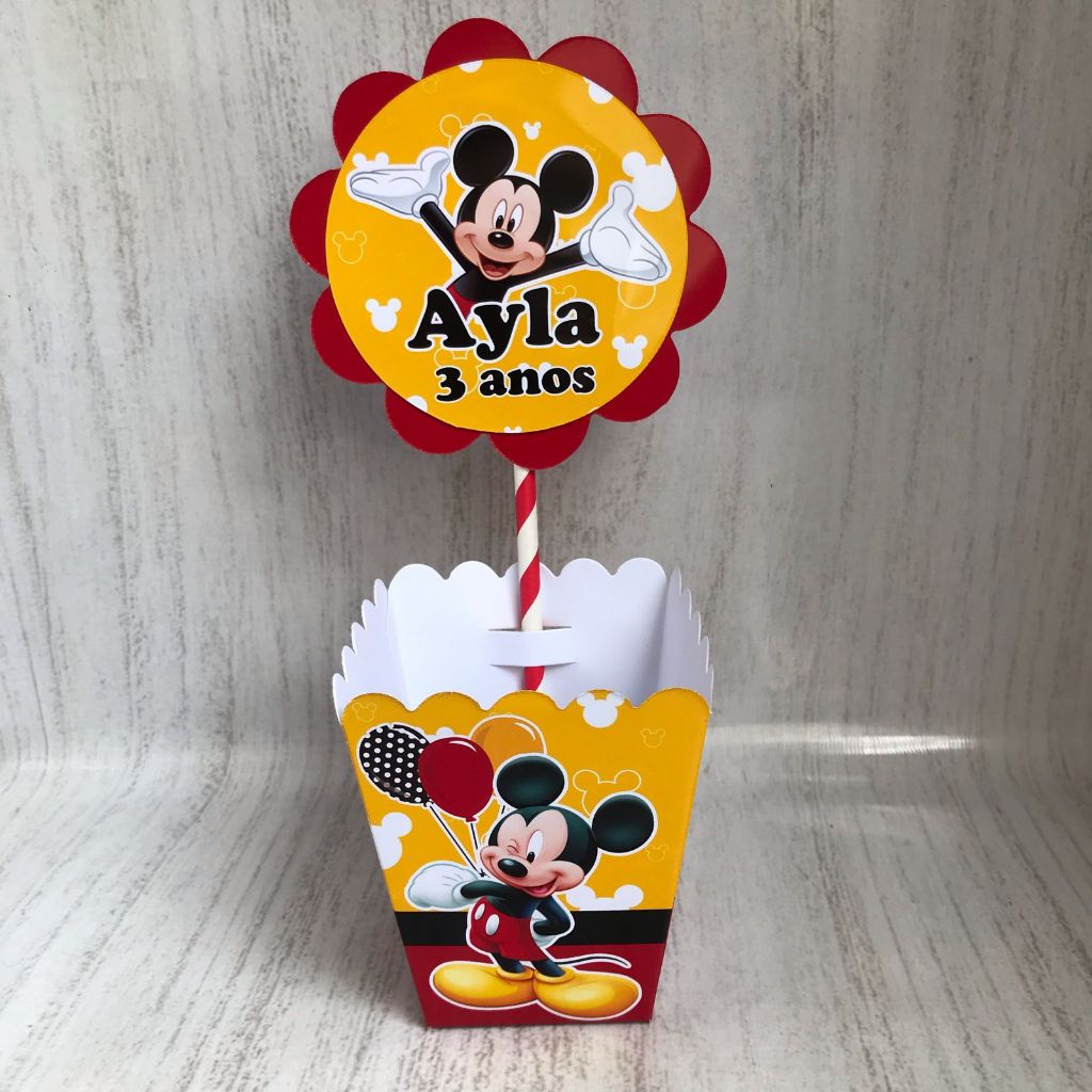Centros de mesa Cachepot Mickey Mouse Personalizado com Nome | Cachepot Festa Infantil Chá Aniversário Decoração