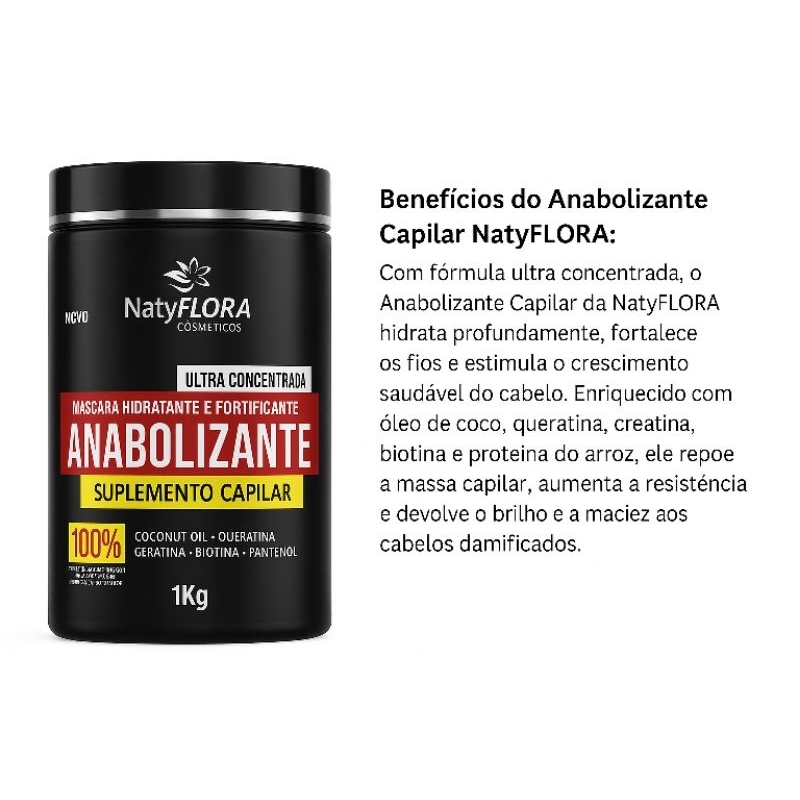 Mascara de Reconstrução Capilar Natyflora Profissional1kg com Reposição de Massa em Oferta na Shopee