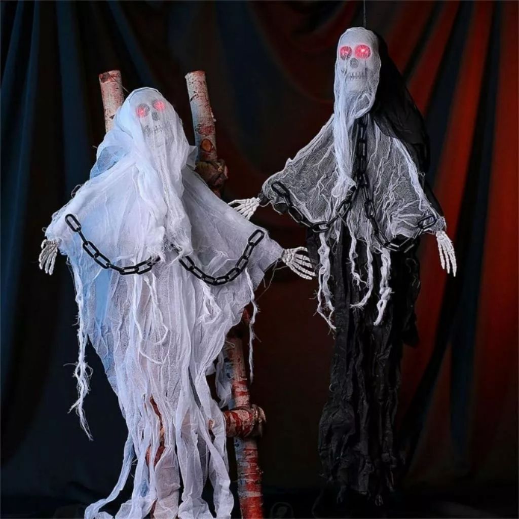 Fantasma Decoração de Halloween Fantasma Pendurar Susto Com Luz Som Fantasma Grande Dia das Bruxas