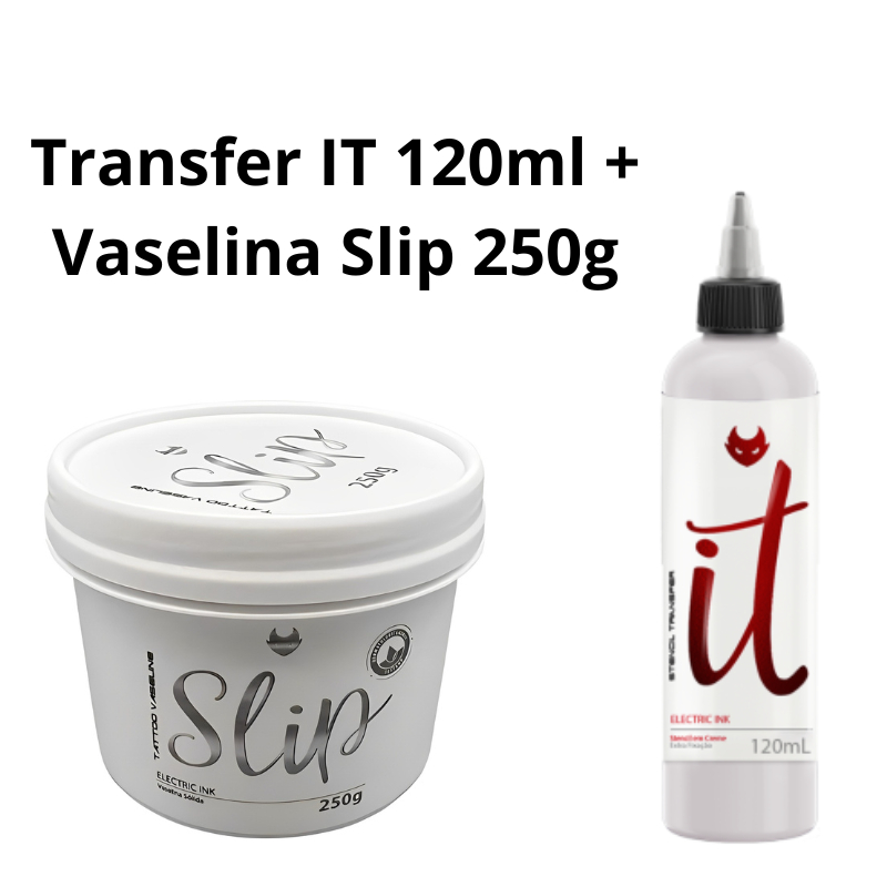 Kit Vaselina Slip 250g + Transfer It 120ml Electric Ink Tattoo Tatuagem Promoção