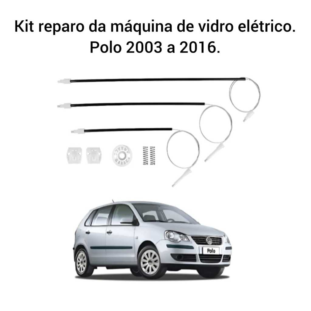 KIT REPARO MÁQUINA DE VIDRO ELETRICO POLO DIANTEIRO DIR/ESQ ANO 2003 Á 2016 — imagem 2 de 2