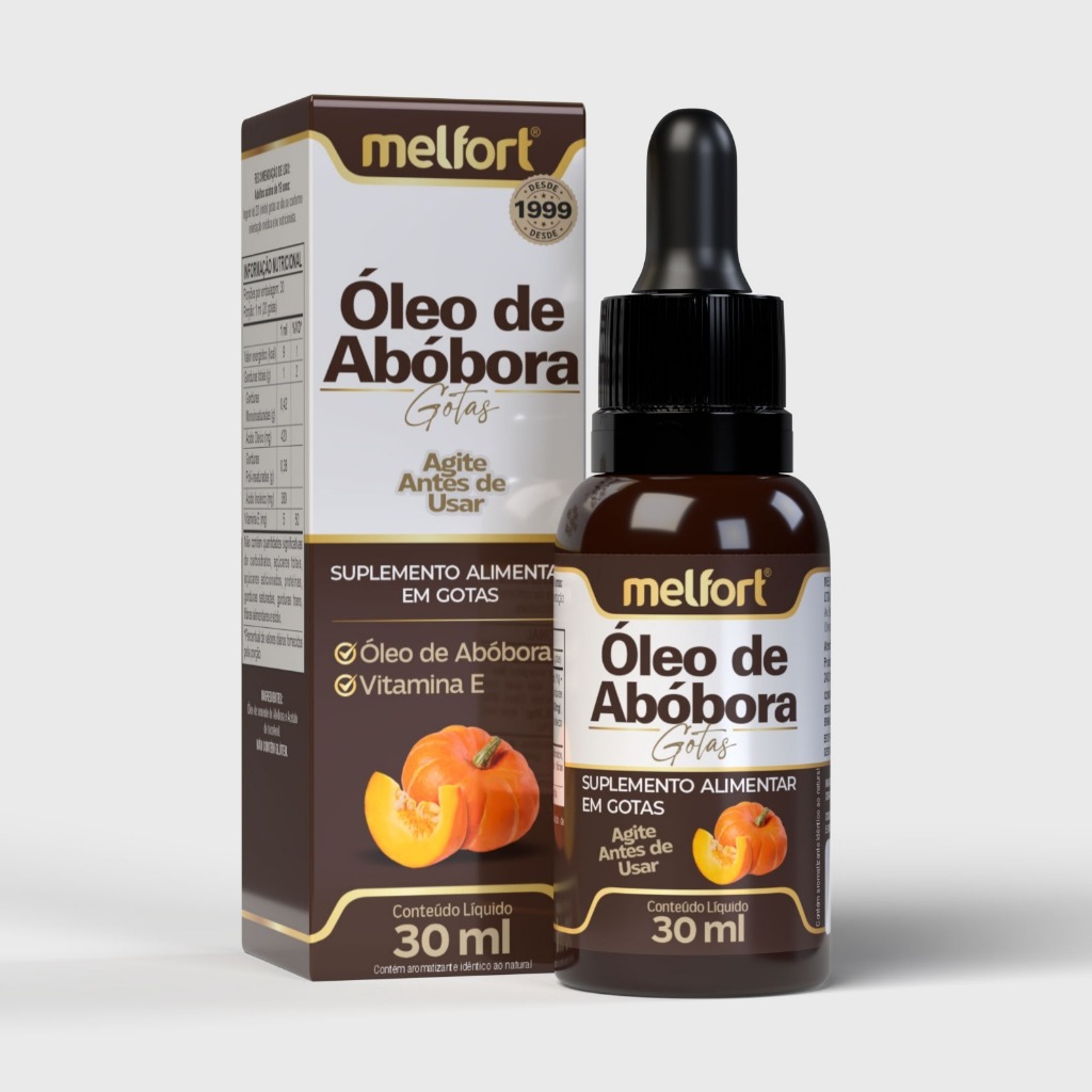 Óleo de Semente de Abóbora em Gotas com Vitamina E 100% Puro Melfort 30ml em Oferta na Shopee