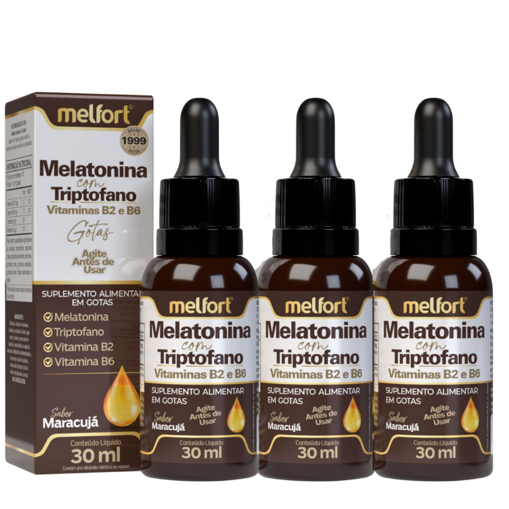 3x Melatonina com Triptofano Vitamina B2 Vitamina B6 30ml em Oferta na Shopee