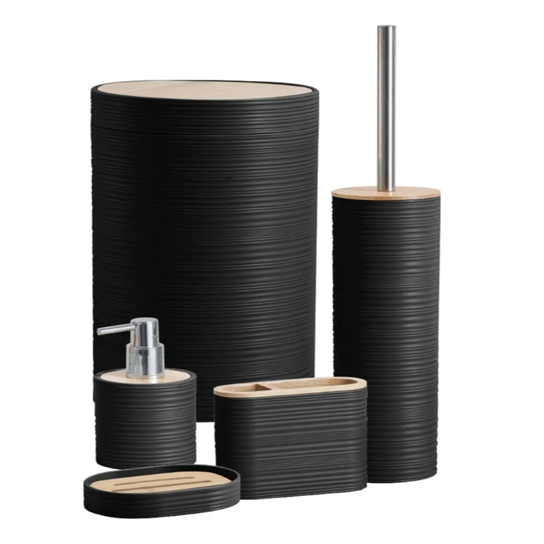Kit Banheiro Completo 5 Peças Lixeira 3L Escova Sanitária Porta Sabonete Lavabo Escova Saboneteira