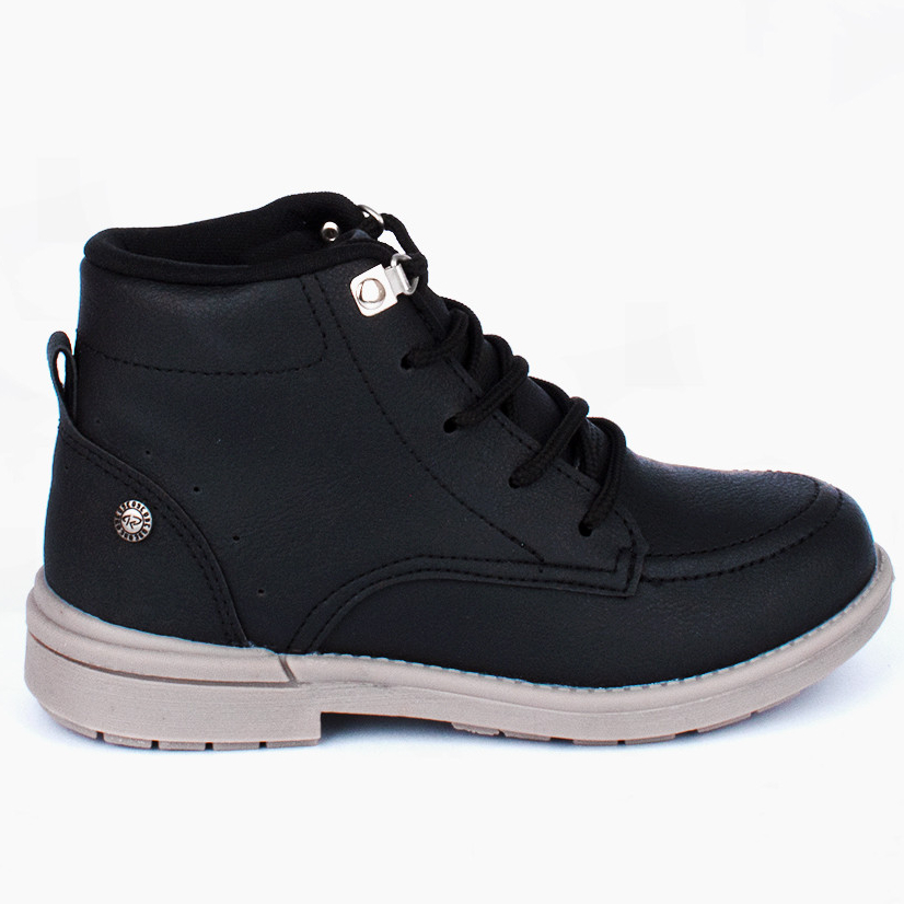 Bota Coturno Menino Kidy Walk Cano Curto Cadarço Preto Moderna Inverno Antiderrapante Confortável - Baby & Kids Fashion