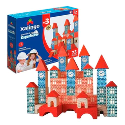 Blocos Montar Xalingo 73 Peças Engenheiro Infantil Madeira Construção Coordenação Motora Brinquedo