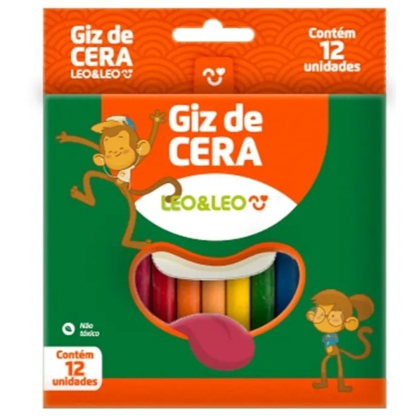 GIZ DE CERA FINO LEO&LEO / 12 CORES / LEONORA / MATERIAL ESCOLAR