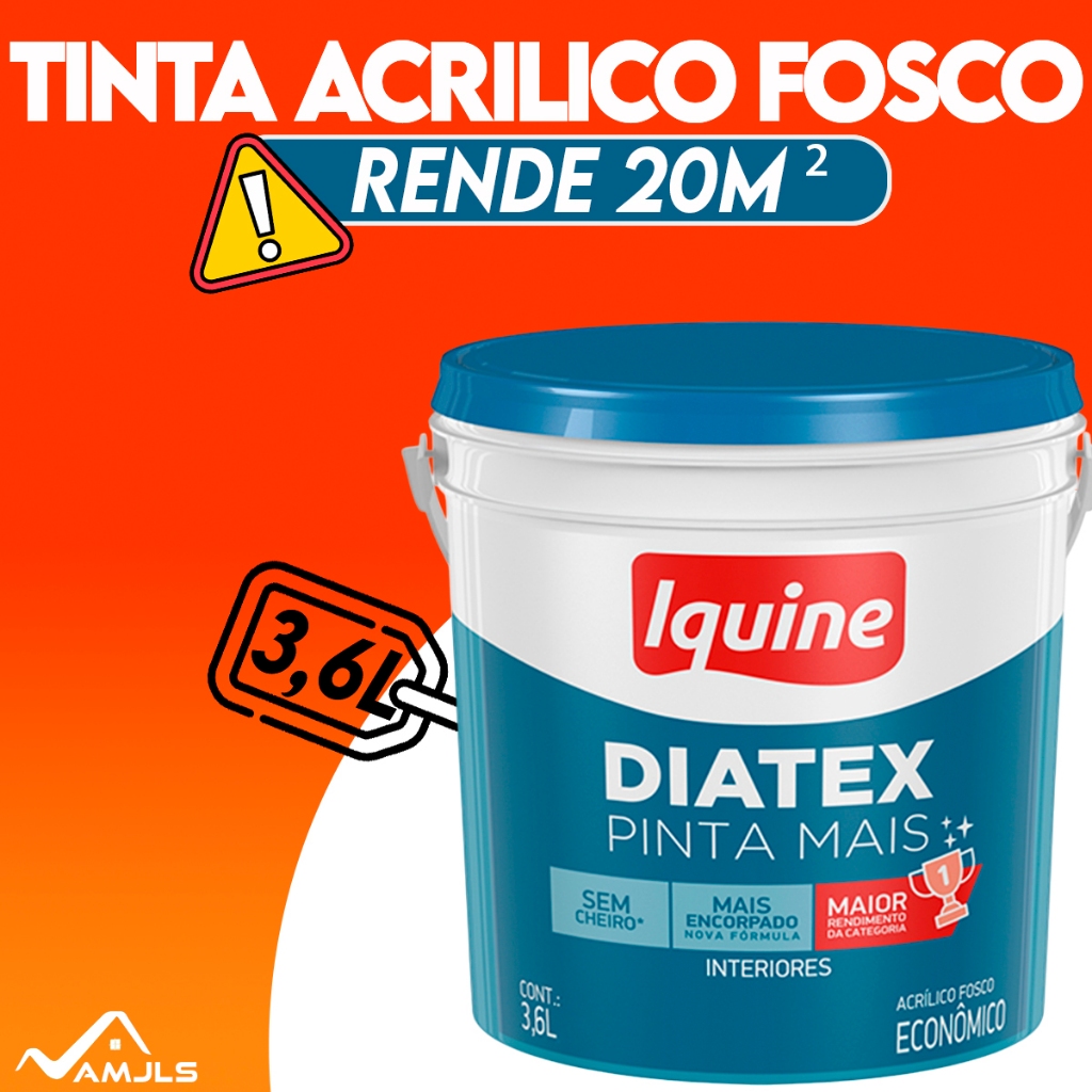 Tinta Látex Econômica Branco Neve aveludado 3,6L Diatex Pinta Mais Iquine