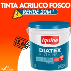 Tinta Látex Econômica Branco Neve aveludado 3,6L Diatex Pinta Mais Iquine
