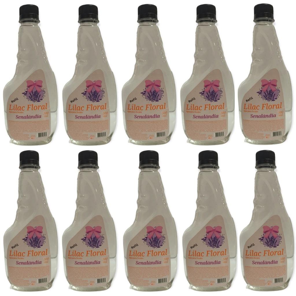 Kit 10 Água de Tecido Refil 500ml Lilac Floral Facilitador Passar Perfume Senalândia - Envio Já