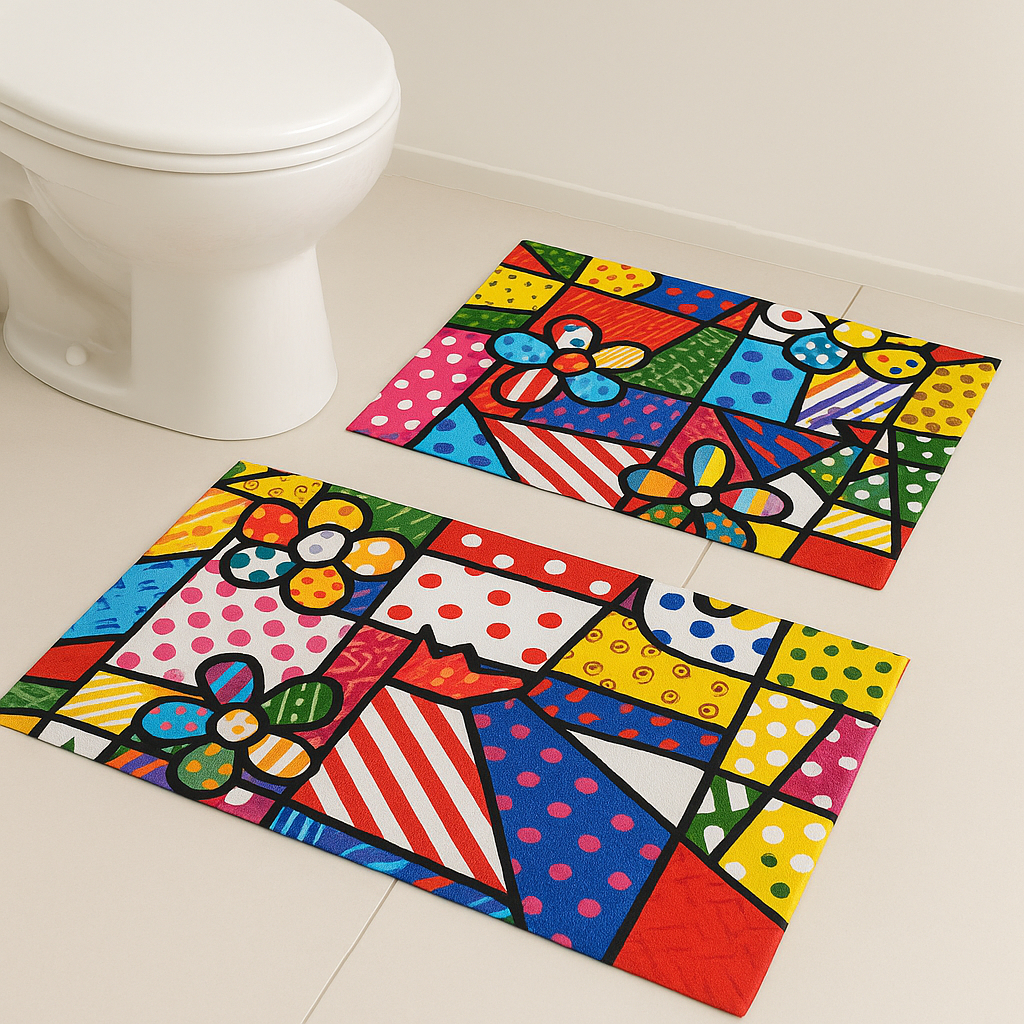 2 Tapetes para Banheiro - Absorvente e Antiderrapante - Veranil Colorfull - Jogo de Banheiro em Oferta na Shopee