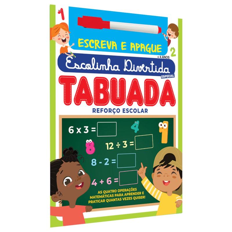 Livro Escolinha Divertida Especial | Tabuada | Escreva e Apague