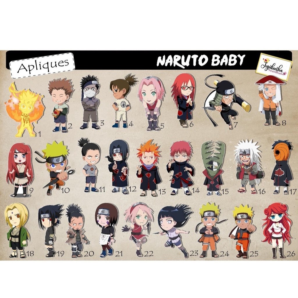 ADESIVOS RECORTADOS - NARUTO BABY - TAG, LEMBRANCINHA, TUBETES, DECORAÇÃO, FESTAS, ANIVERSÁRIO, ARTE