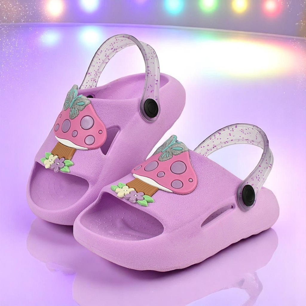 Chinelo Nuvem Infantil Fleca Sandália Menina Leve Confortável Cogumelo Com Glitter